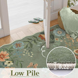 Lahome Floral Runners for Hallways, 2X6 Kitchen Runner Rug Ultra-Thin Soft Rug, Non-Slip Washable Rug Runner Stain Resistant Boho Rug Low-Pile Carpet Runner for ‎Laundry Bathroom Bedroom(2x6ft,Green) Lahome