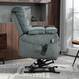 JUUXO 3-Motor Lift Chair with Adjustable Seat Height Zero Gravity Lay Flat Recliner with Heat Massage, Big Man Lift Recliners 400 lbs for Elderly Storage Cup Holders, Tall Man Recliner JUUXO