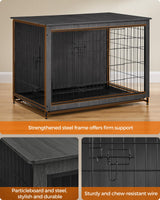 Feandrea Dog Crate Furniture, 44.1" Side End Table, Modern Kennel for Dogs Indoor up to 80 lb, Heavy-Duty Dog Cage with Multi-Purpose Removable Tray, Double-Door Dog House, Ink Black UPFC004B01 Feandrea