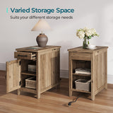 LINSY HOME Farmhouse End Table with Charging Station, Narrow Side Table for Living Room, Sofa Side Table with Drawer and Storage Cabinet, Small Nightstand for Bedroom LINSY HOME