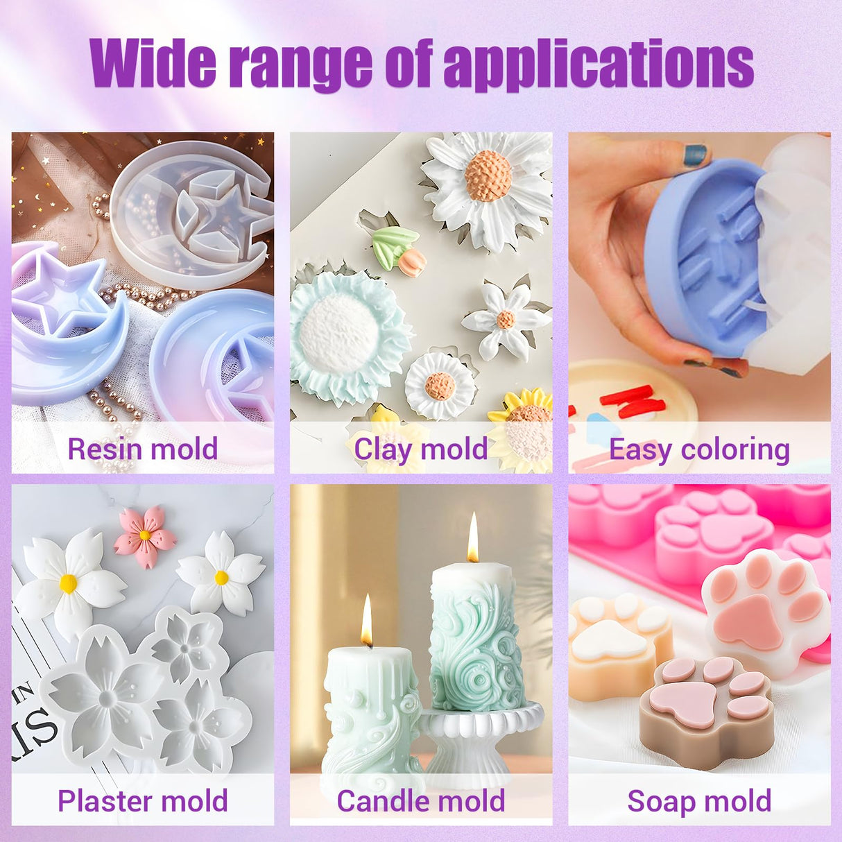 66oz Silicone Mold Making Kit - 1:1 Platinum Silicone Rubber for Casting Resin Molds, Jewelry Molds, Crafts – 15A Medium Hardness, Easy for Beginners & Pros Crafters SHORE RESIN