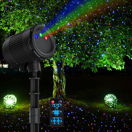 Laser Christmas Projector Lights Outdoor, 3 Color Laser Light Projector, Firefly Lights Show with RF Remote, Waterproof, Indoor Holiday Decoration, Christmas Gift, Wedding, Home Decor, Party, Garden VanSmaGo