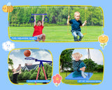 Swing Sets for Backyard, 6 in 1 Multifunction Swing Set Outdoor for Kids 3-12, Heavy Duty Metal Swing Sets with 2 Swings Climbing Ladder and Nets, Trapeze Bar, Basketball HoopPlayset BUPPLEE