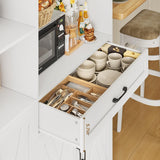 HOSTACK 71" Tall Kitchen Pantry Storage Cabinet, Farmhouse Food Pantry Cabinet with Microwave Stand, Barn Doors Kitchen Hutch Cabinet with Large Drawer and Shelves for Dining Room HOSTACK