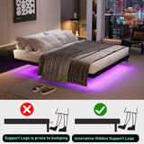 AGXI Floating Bed Frame with LED Lights and Charging Station, 14 Inch King Size Floating BedFrame - Modern King Size Bed Frame Easy Assembly No Box Spring Needed AGXI