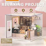 Flever Dollhouse Miniature DIY House Kit Creative Room with Furniture for Romantic Valentine's Gift (Leisurely Coffee Shop) Flever