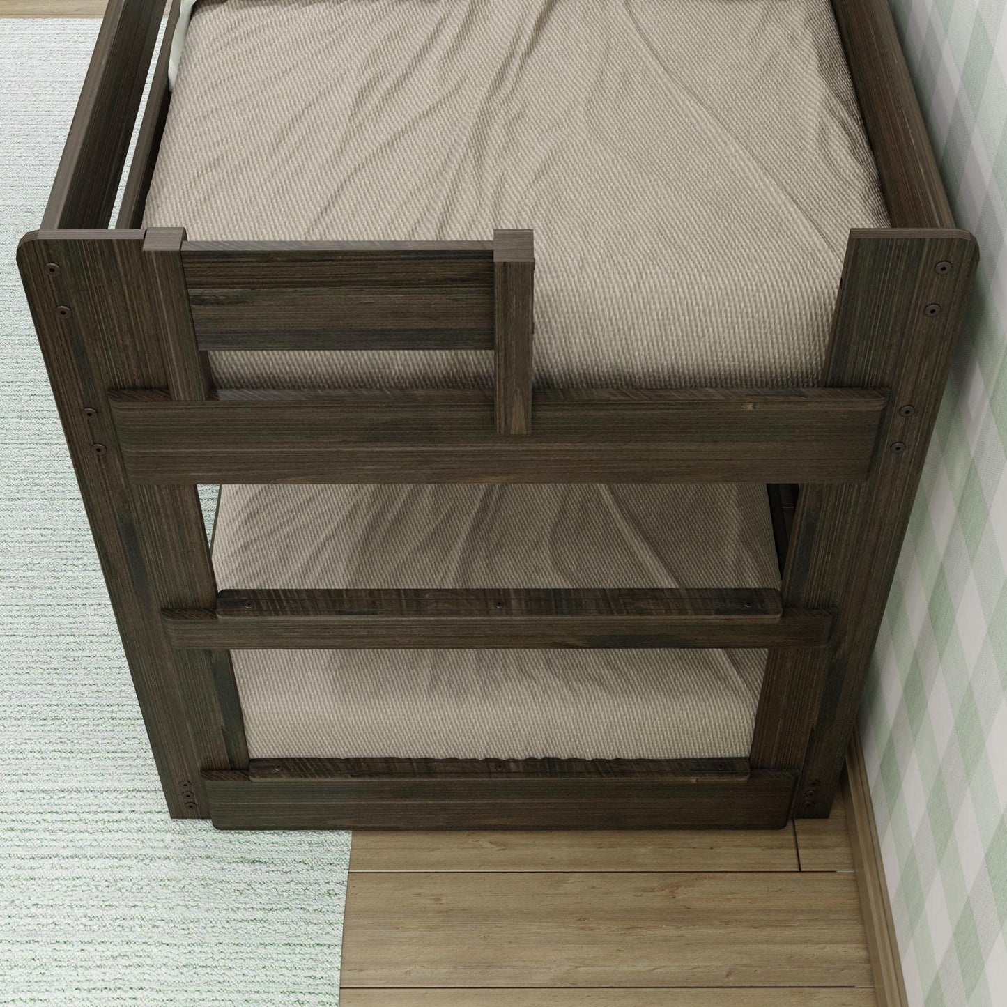 Max & Lily Barnwood Brown Twin Low Bunk Bed - Modern Farmhouse Style for Kids - WoodArtSupply