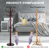 Coat Racks Free Standing with 14 Hooks, Natural Wood Coat Rack with Solid Round Base, Adjustable Height Coat Racks, Easy Assembly for Hallway, Bedroom and Office (Reddish brown) RUFXIEZW