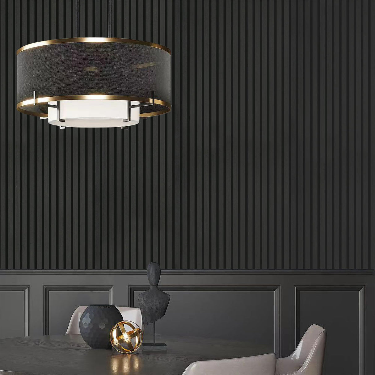 INNO STICKERS 3-Piece Wood Slat Wall Panel for Interior Wall Decor Noise Cancelling 94.5" x 11.4" Acoustic Decorative 3D Sound Absorbing Wall Paneling, Black Oak, 22.4 Sq.Ft INNO STICKERS