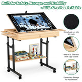 Large Puzzle Table with Drawer for 300-1500 Piece Jigsaw Puzzles – Adjustable Height & Angle, Wooden Puzzle Board with Felt PP Cover, Storage Shelf, Metal Stand, Wheels for Adults & Enthusiasts CEDARDVD