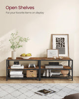 VASAGLE TV Stand, TV Console for TVs Up to 70 Inches, TV Table, 63 Inches Width, TV Cabinet with Storage Shelves, Steel Frame, for Living Room, Bedroom, Rustic Brown and Black ULTV095B01 VASAGLE
