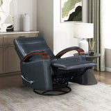 Lexicon 360 Degree Swivel Glider Reclining Chair, Breathable Faux Leather Manual Recliner, Comfy Nursery Glider Recliner, Swivel Reclining Chair for Living Room/Office/Bedroom/Apartment, Dark Blue Lexicon