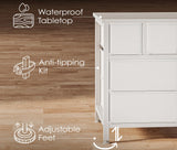 Huuger 63 Inch Dresser TV Stand with LED Lights, Power Outlets and USB-C Port, 12 Fabric Drawer Dresser for Bedroom, Wide Entertainment Center for 65, 70 Inch TV, Media Console, Open Shelf, White Huuger