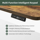 FEZIBO 63" Triple Motor L Shaped Standing Desk with LED Strip & Power Outlets, Height Adjustable Stand up Corner Gaming Desk with Ergonomic Monitor Stand, Rustic Brown Top/Black Frame FEZIBO