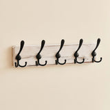 LECHYN Rustic Wooden Coat Rack Wall Mount with 5 Hooks, Farmhouse Wood Coat Hanger Wall Mount Heavy Duty for Hanging Jacket Coat (White) LECHYN
