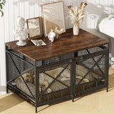 Dog Crate Furniture, Dog Kennel for Small Medium Large Breed, Heavy Duty 43" Large Corner Dog Crate, Indoor Pet Cage with Side Door (Retro Brown) ZOPEND