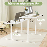 ERGOMAKER 55" Electric Standing Desk, Adjustable Height, Sit Stand Up Desk for Home Office & Computer Workstations, Memory Controller, White ERGOMAKER