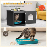Cat Litter Box Enclosure Hidden Kitty Litter Box Furniture Indoor Cat Box Cabinet House Side Table Nightstand Washroom (Black) Nova Microdermabrasion