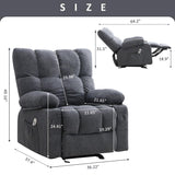 Massage Recliner Chair for Adults with Lumbar Heating Rocker Recliners with 2 Cup Holders and USB Charge Port for Living Room KWKSV