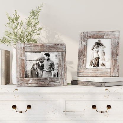 Barnyard Designs Rustic Picture Frame, Distressed Brown Wood Picture Frame, Rustic Frame Vertical or Horizontal Display, Tabletop or Wall Hanging Farmhouse Frame (8"x10" / 1 Frame)