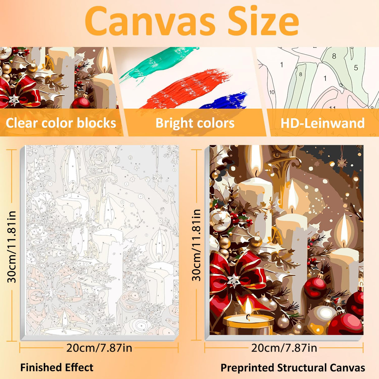 Mandun 3 Pack Christmas Paint by Numbers for Adults, Christmas Paint by Numbers Kits for Adults, Acrylic Oil Painting Kits with Frame and Wooden Easel 7.8x11.8 Inch Mandun