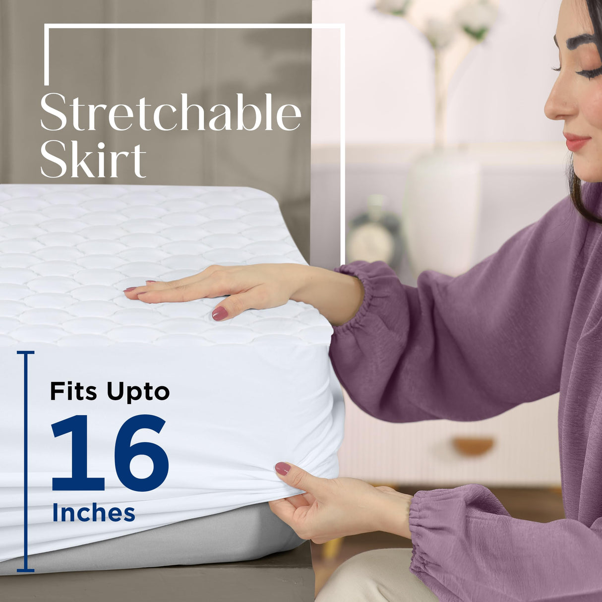 Utopia Bedding Waterproof Mattress Protector, Queen Mattress Pad, Quilted Fitted Cover Stretches up to 16 Inches Deep (White) Utopia Bedding