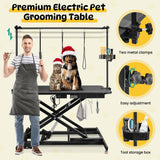 50" Electric Grooming Table for Large Dogs, Professional & Heavy Duty Pet Grooming Table for Dogs at Home，Hydraulic Dog Grooming Station，Height Adjustable Dog Table Grooming Indoor with Overhead Arm Innvello