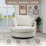 Chifee & Vingol 42.2" Oversized Swivel Accent Chair Round Barrel Chair,Sherpa,Ivory Chifee & Vingol