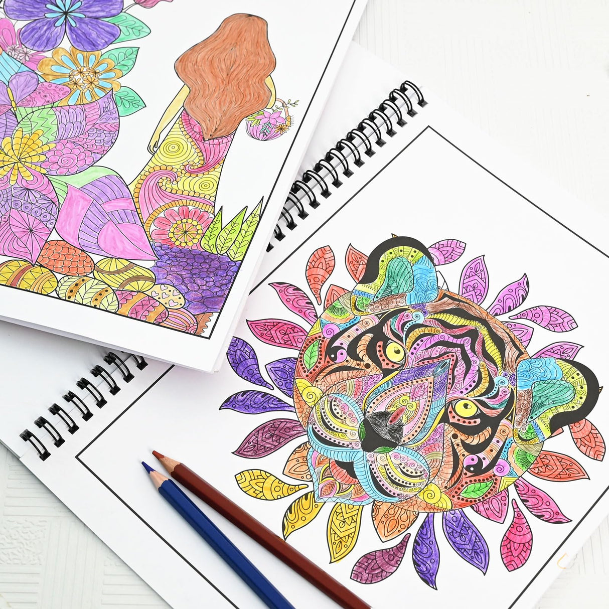 Ilyever 3 Pack Adult Stress Relief Coloring Book,60 Page Mandalas,Animal & Flower Patterns,Spiral Bound Women Coloring Books for Mindfulness & Relaxation for Christmas,Birthday&Holiday Party Gifts ilyever