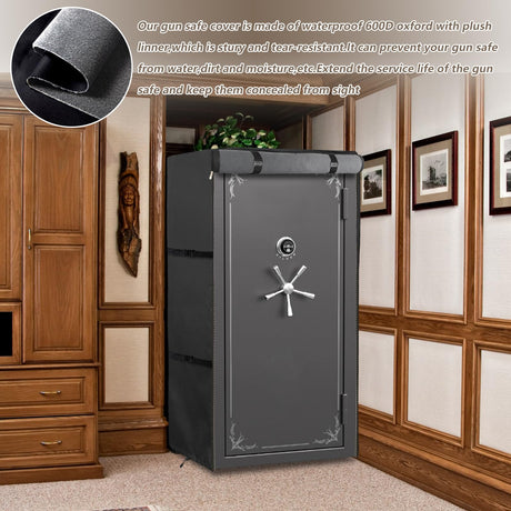 Gun Safe Cover,Heavy Duty 600D Waterproof Dustproof Gun Safe Cover for Rifles and Pistols Gun Safe,Concealed Gun Cabinet Cover with Plush Liner Exokugo