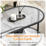 Yaheetech Glass Coffee Table, Black Small Center Table with Storage Shelf for Living Room Small Space, Apartment Yaheetech