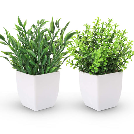 Der Rose 2 Pack Fake Plants Mini Artificial Greenery Potted Plants for Home Decor Indoor Office Table Room Farmhouse Der Rose