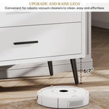 DWVO White 6 Drawers Dresser/Modern Wood Dresser Chest of Drawers with Black Metal Handle＆Anti-Tipping Device/Modern Double Storage Cabinet for Entryway/Living Room-15.7" Dx55.1 Wx31.1 H DWVO