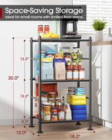 Sakugi Storage Shelves - 3 Tier Shelf Organizer, Sturdy Metal Garage Shelving with Adjustable Leveling Feet, Space-Saving Shelves Organizer for Pantry, Laundry, Kitchen (18" x 12" x 30", Black) Sakugi