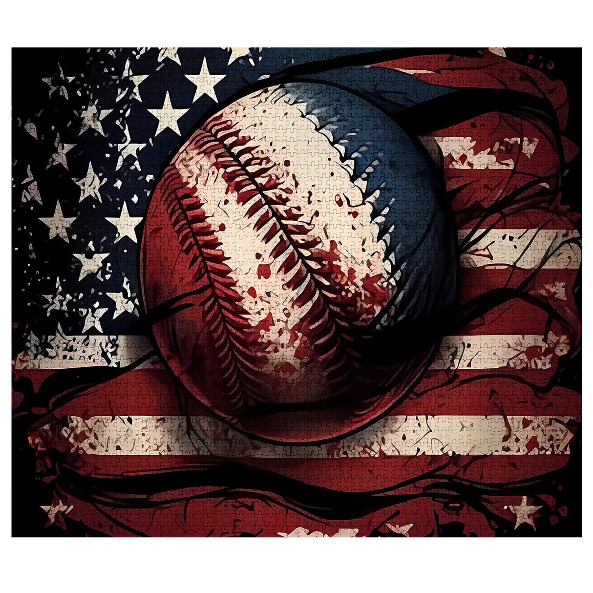 Baseball Jigsaw Puzzle 1000 Pieces Puzzles for Adults,American Flag Jigsaw Puzzles for Challenging Family Activity Games DIY Puzzle for Home Wall Decor Gifts - 20 x 27 Inches Aihonmin