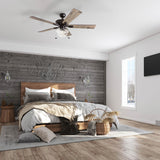 Prominence Home Abner Modern Farmhouse 52 Inch Ceiling Fan with Light, Outdoor Fan/Indoor Tri-Mount LED Ceiling Fan with 5 Blades, Silver Oak and Maple Brown Blade Finish Options, Bronze (80091-01) Prominence Home