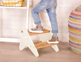 B. toys- B. spaces- Step Stool for Kids – Ivory & Wood Stepping Stool for The Bedroom, Bathroom, Kitchen – Furniture for Toddlers – Peek-A-Boost – 2 Years + B. toys