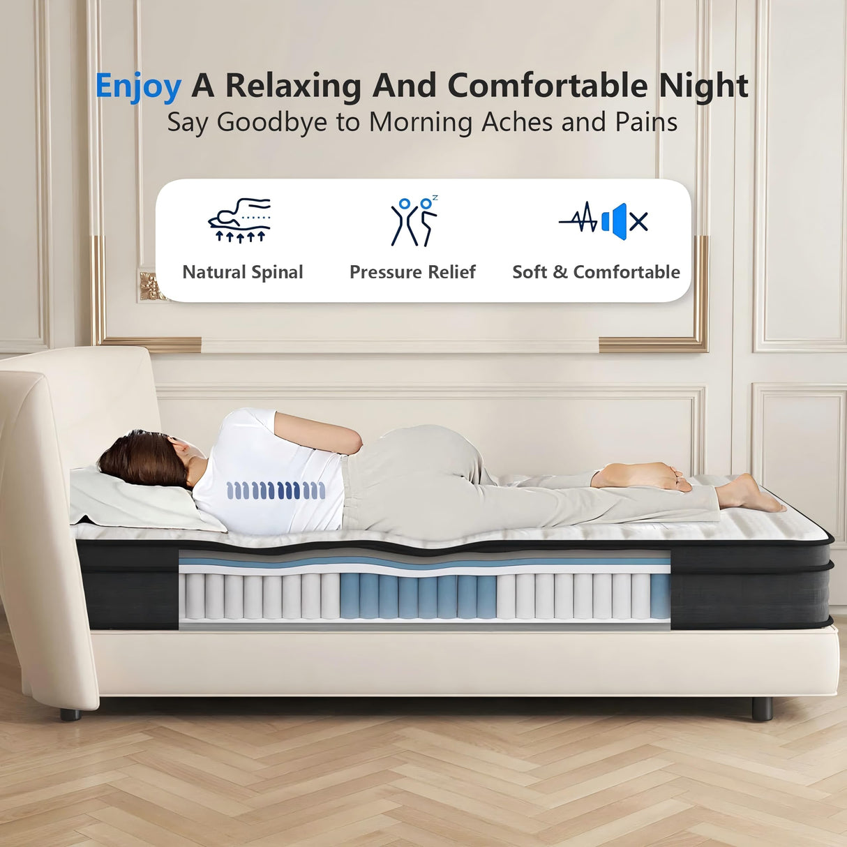 Crayan Queen Mattress, 12 Inch Hybrid Memory Foam Mattress in a Box with Individual Pocket Spring for Motion Isolation & Silent Sleep, CertiPUR-US Crayan