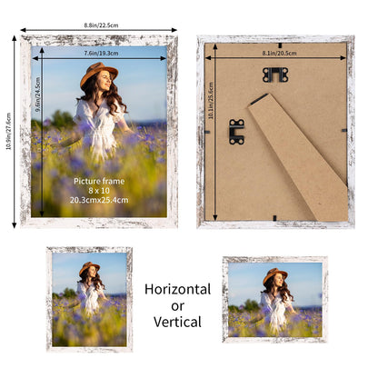 PETAFLOP Wooden 8x10 Picture Frame Set of 18, White Distressed Photo Frames Fits 8 by 10 for Wall or Tabletop Display - WoodArtSupply