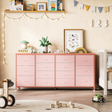 Patikuin 63" W Dresser Tv Stand for 65 70 75 Inch Tv, 14 Drawer for Bedroom with Power Outlets, Large Long Fabric Dresser Entertainment Center Patikuin