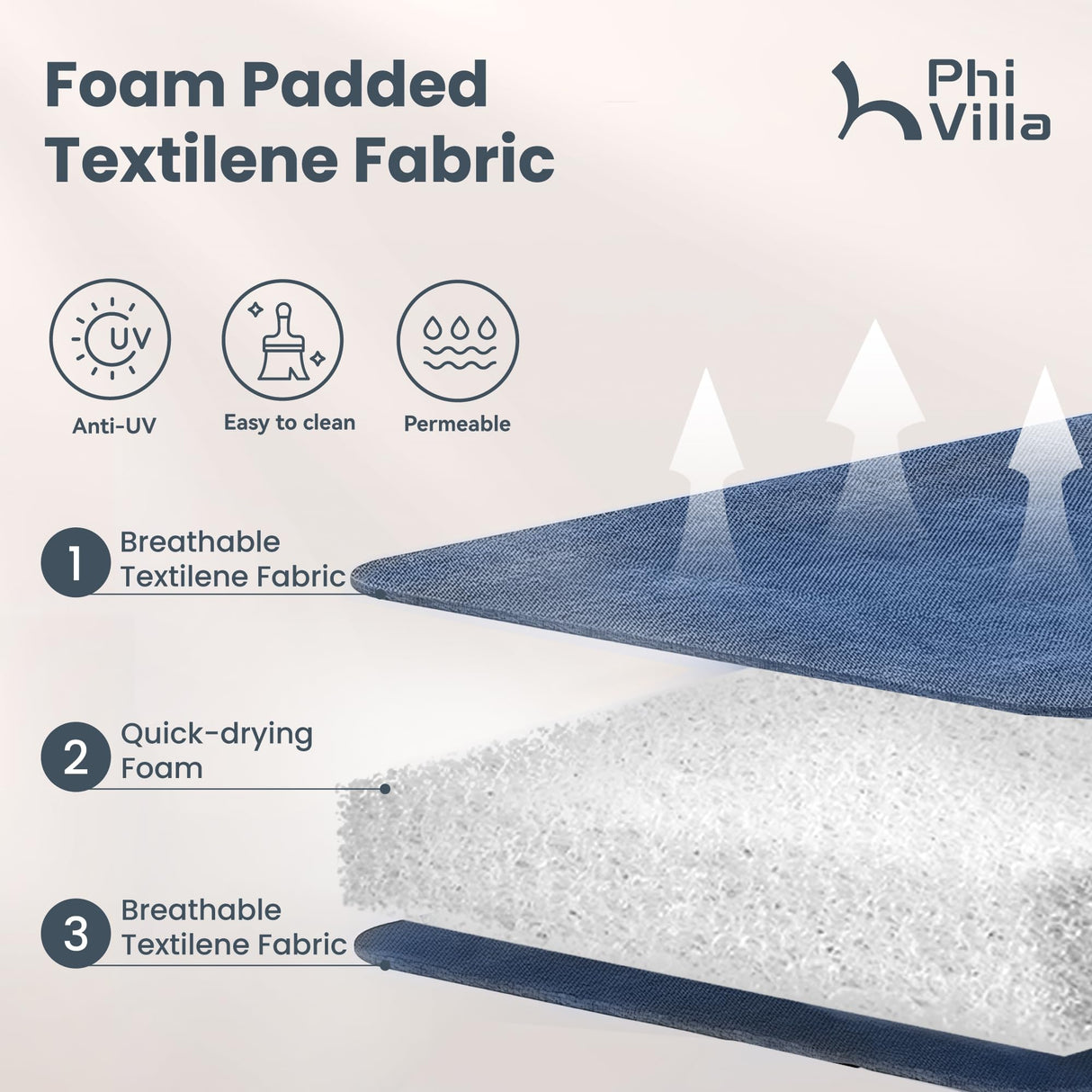 PHI VILLA 9 Piece Outdoor Patio Dining Set, 8 Swivel Outdoor Padded Chairs and 1 Extendable Large Patio Table, Outdoor Furniture Table and Chair Set for 6-8 Person (Blue) PHI VILLA