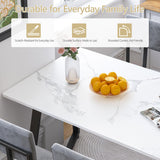 Sesslife 5-Piece Dining Table Set for 4, Modern Faux 47.24" Marble Kitchen Table with 4 Velvet Chairs, Stylish Small Dining Table Set for Apartments & Small Spaces Sesslife