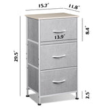 WLIVE Nightstand with 3 Drawers, Fabric Dresser, Organizer Unit, Storage Dresser for Bedroom, Hallway, Entryway, Closets, Sturdy Steel Frame, Wood Top, Easy Pull Handle, Light Grey WLIVE