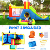 HuaKastro Large Bounce House for Big Kids – Inflatable Playground with Tall Slide, Climbing Wall, Water Pool, Bouncy Ball Pit, Tunnel, Ring Toss Cones, Perfect for Backyard Party Family Gatherings HuaKastro