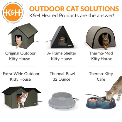 K&H Pet Products Heated Outdoor Cat House Extra-Wide Winter Shelter for Ferals - Cat House for Outdoor Cats, Heated Kitty House for Outside Weatherproof Insulated Protection 26.5" X 21.5" X 15.5"