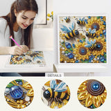 Sanjee 5D Special Shape Diamond Art Kits for Beginners, Bees and Sunflower Diamond Painting Kits for Adults, Crystal Rhinestones Diamond Painting for Home Wall Decoration Gift, 12×12inch Sanjee