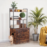 ZENY 2-in-1 Cat Litter Box Enclosure with Storage Shelves, Hidden Cat Litter Box Enclosure Furniture with Entrance (Rustic Brown) ZENY