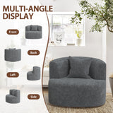 SGHATAJ Modern Swivel Accent Chair, 360-Degree Round Swivel Barrel Chair with Removable Pillow, Upholstered Boucle Accent Chairs for Living Room,Bedroom,Coffee Bar (Elegant Grey) SGHATAJ
