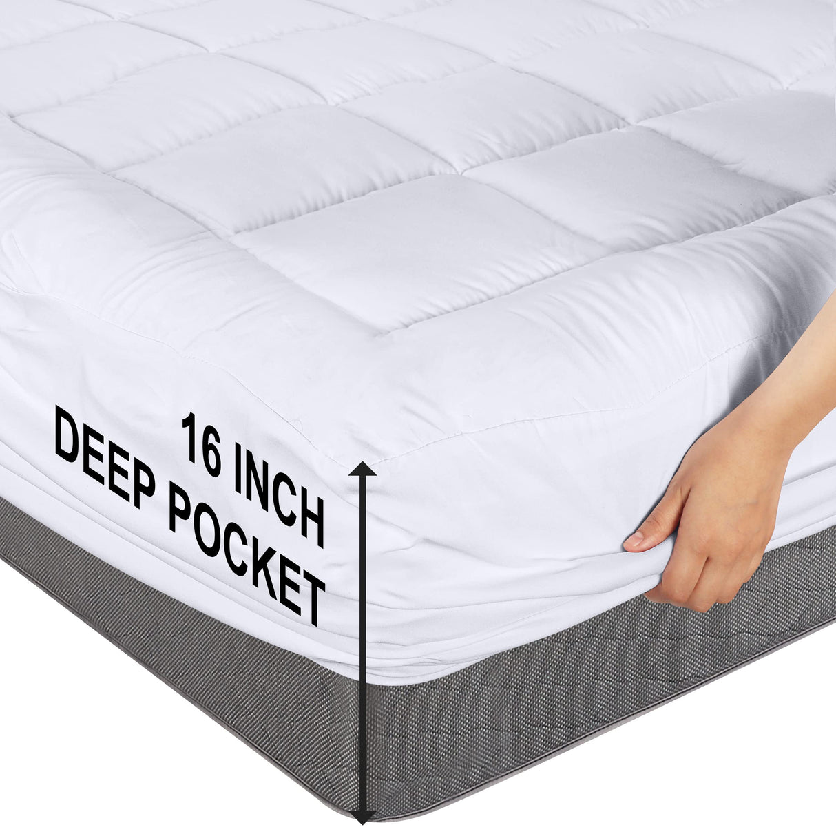 Utopia Bedding Full Mattress Pad, Quilted Fitted Premium Mattress Protector, Deep Pocket Cover Stretches up to 16 Inches, Fluffy Pillow Topper (54x75 Inches, White) Utopia Bedding