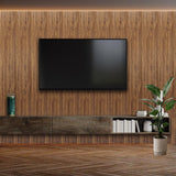 KASARO PS 3D Faux Wood Wall Panels, 16 Pieces Wainscoting Slat Panel for Interior Wall and Ceiling Decor, 47.2 x 4.8 inch Fluted Accents for Living Room, Bedroom, Natural KASARO